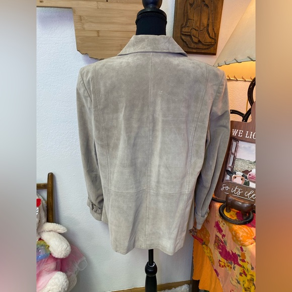 Alfani Woman Suede 100% Leather Button Blazer Jacket Tan Boho Minimalist XL 1X - Picture 5 of 13